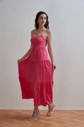 Women Dress  For Women 2025 Summer New Back Lace Up Pleats Dress Loose Casual Off Shoulder Sling Solid Color  Long  Dresses